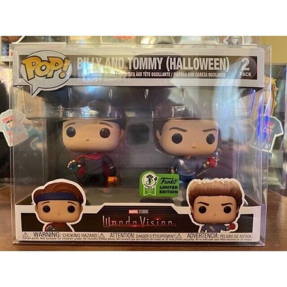 FUNKO POP MARVEL WANDAVISION BILLY AND TOMMY 2-PACK OFFICIAL EXCLUSIVE STICKER - Picture 1 of 7